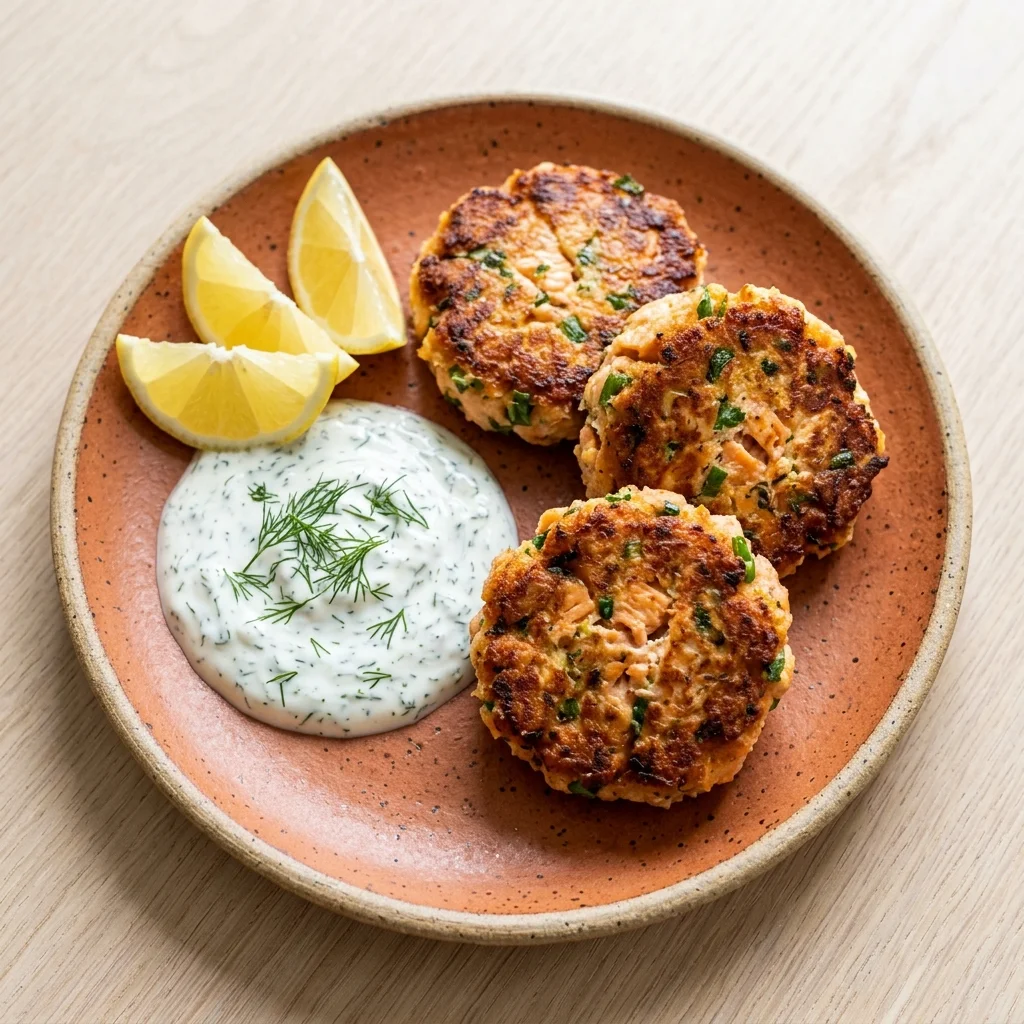 Salmon Cakes with Dill Yogurt Sauce