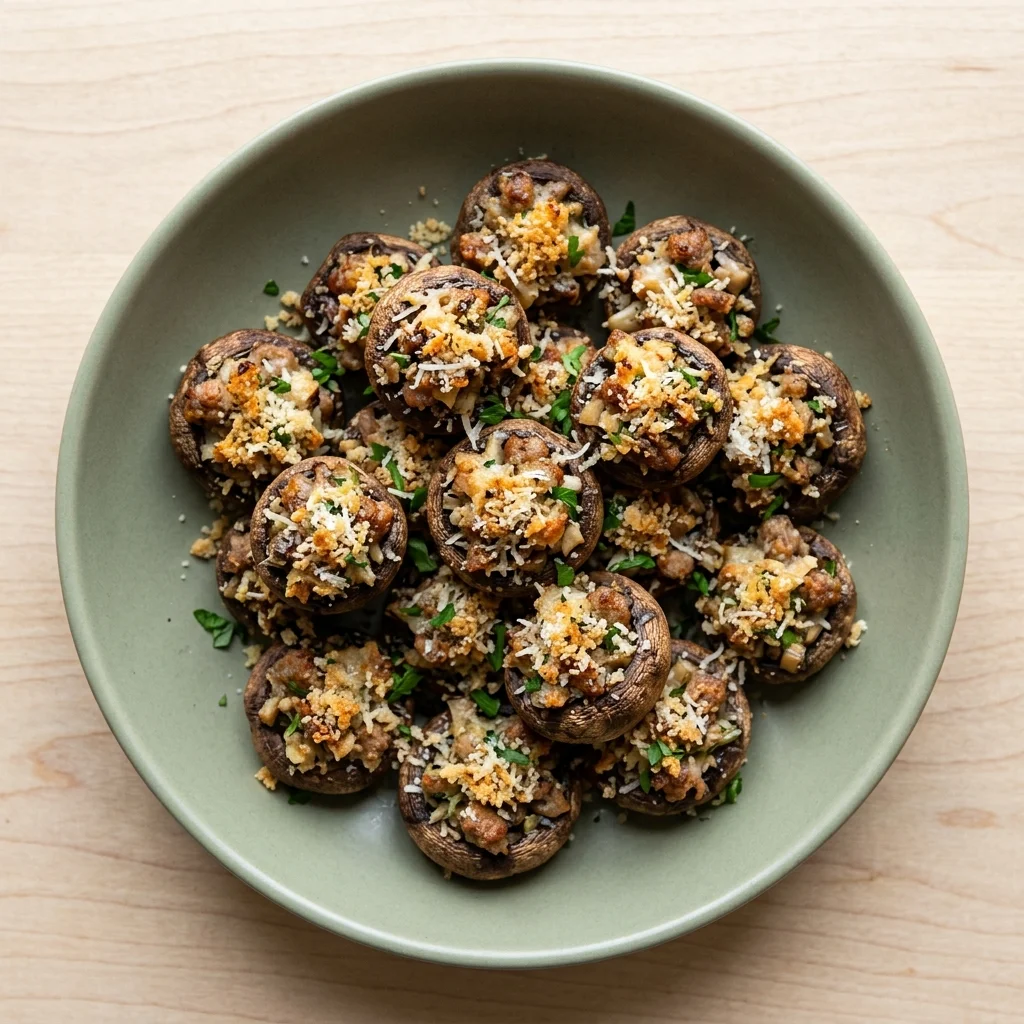 Stuffed Mushrooms with Sausage and Parmesan