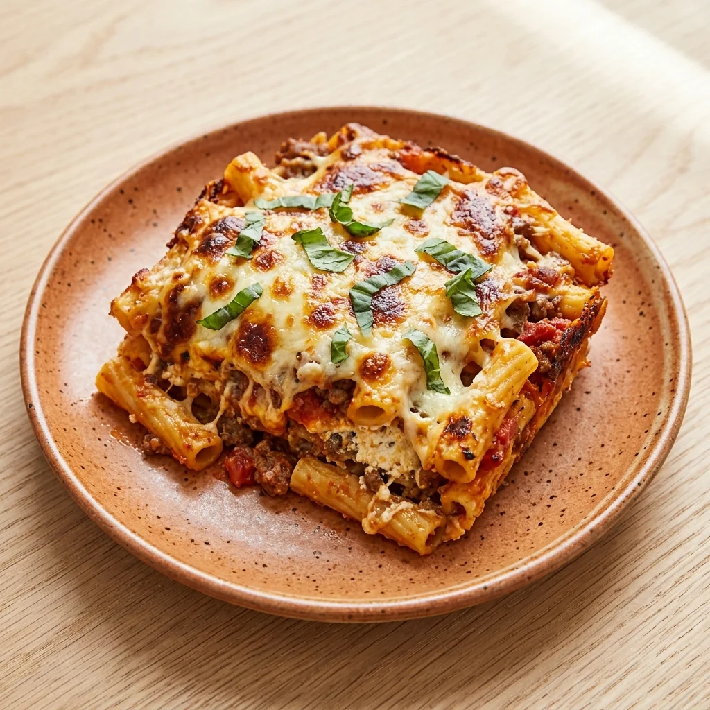 Baked Ziti with Ricotta and Mozzarella