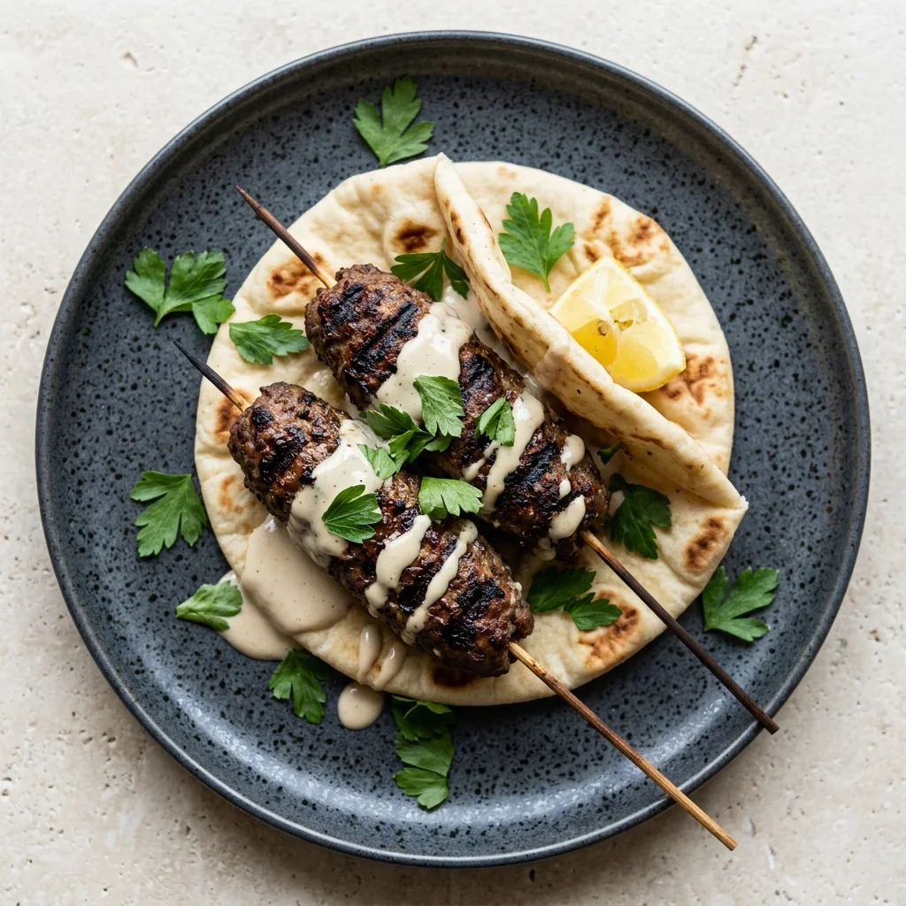 Beef Kofta Kebabs with Tahini Sauce
