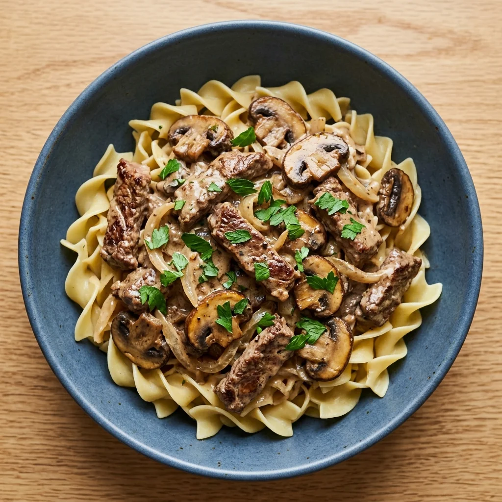 Beef Stroganoff with Mushrooms and Sour Cream