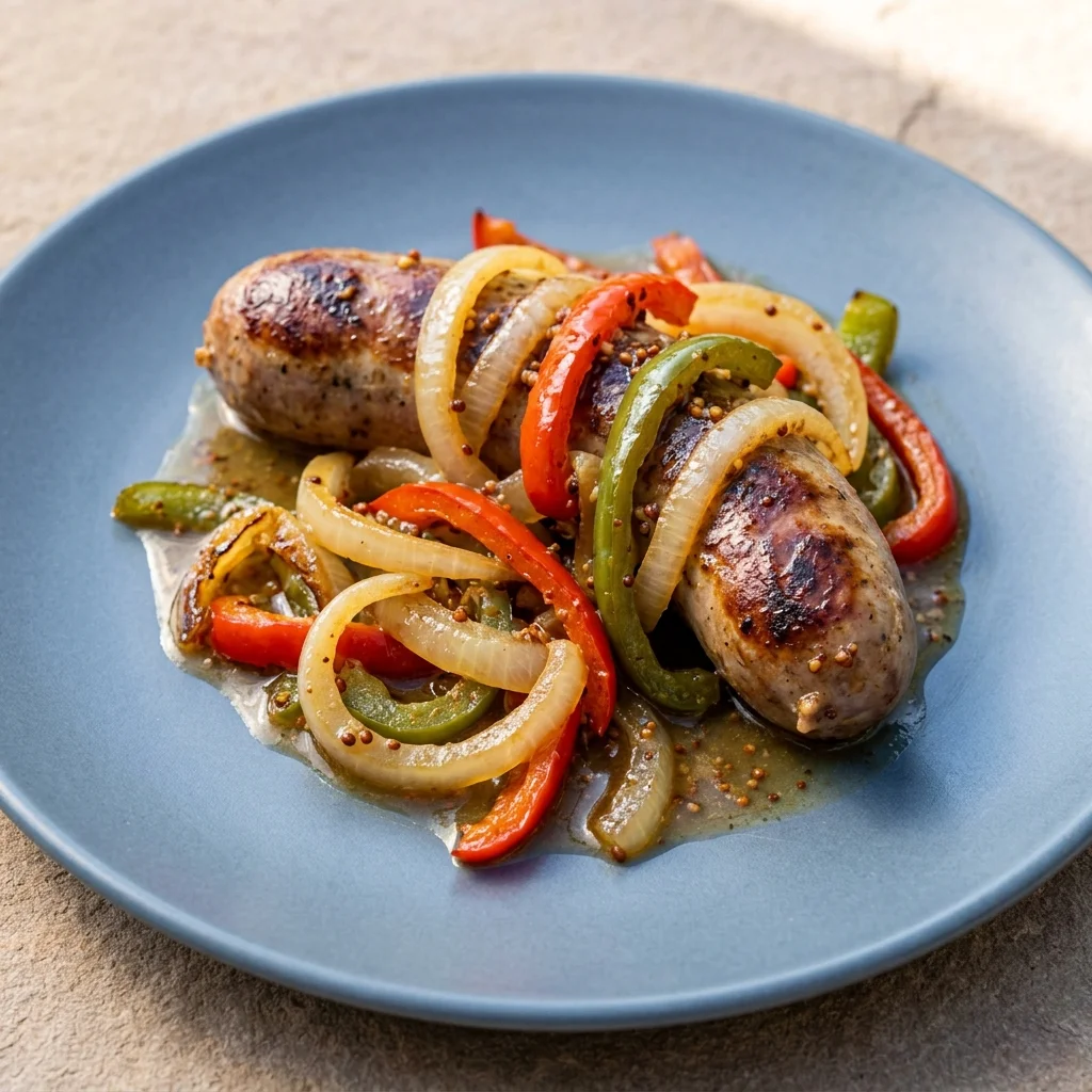 Bratwurst with Peppers and Onions