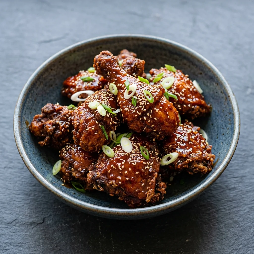 Korean-Style Double-Fried Chicken with Gochujang Glaze