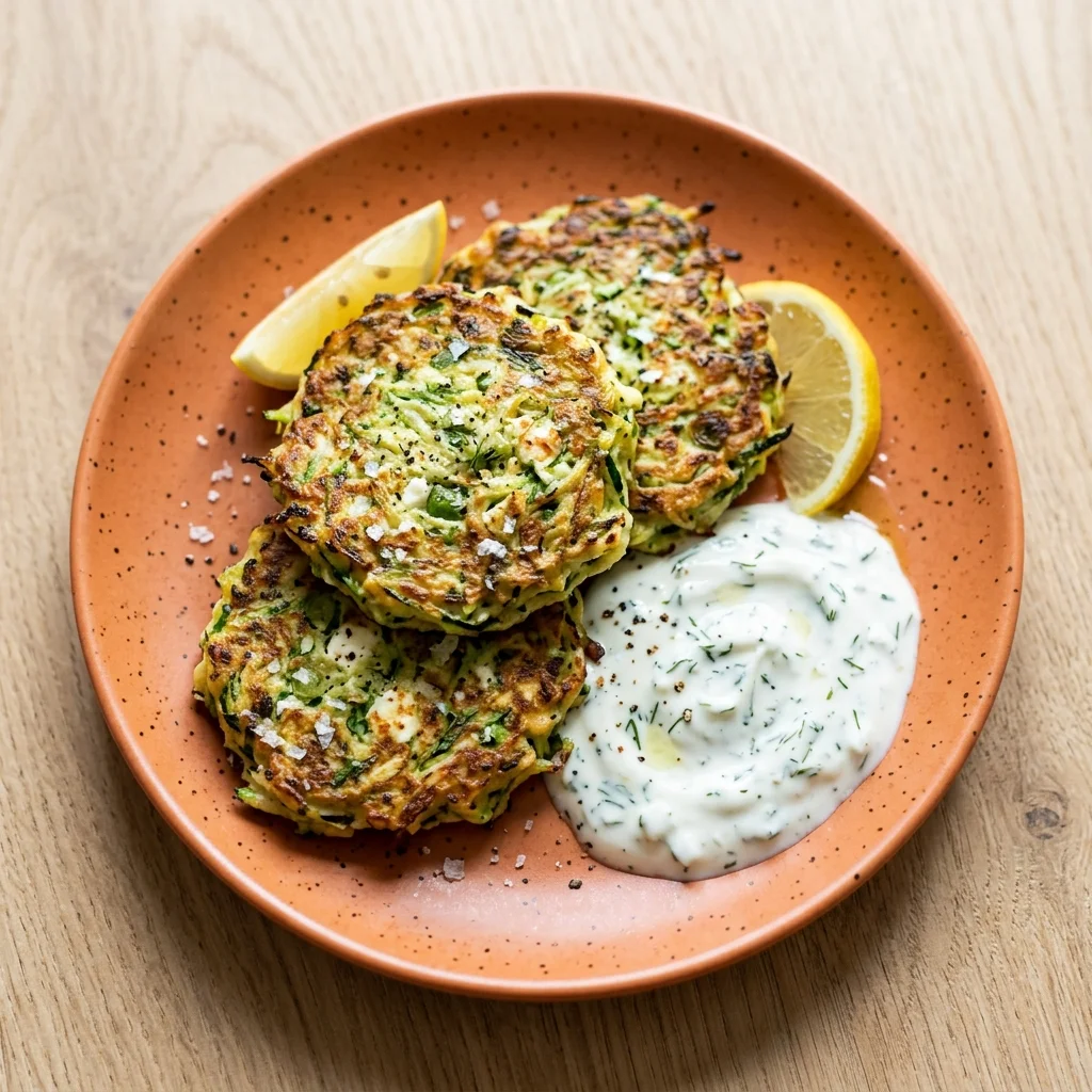 Zucchini Fritters with Yogurt Sauce