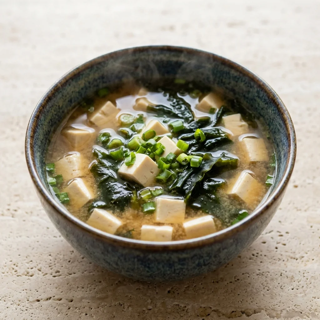Japanese Miso Soup with Tofu and Wakame