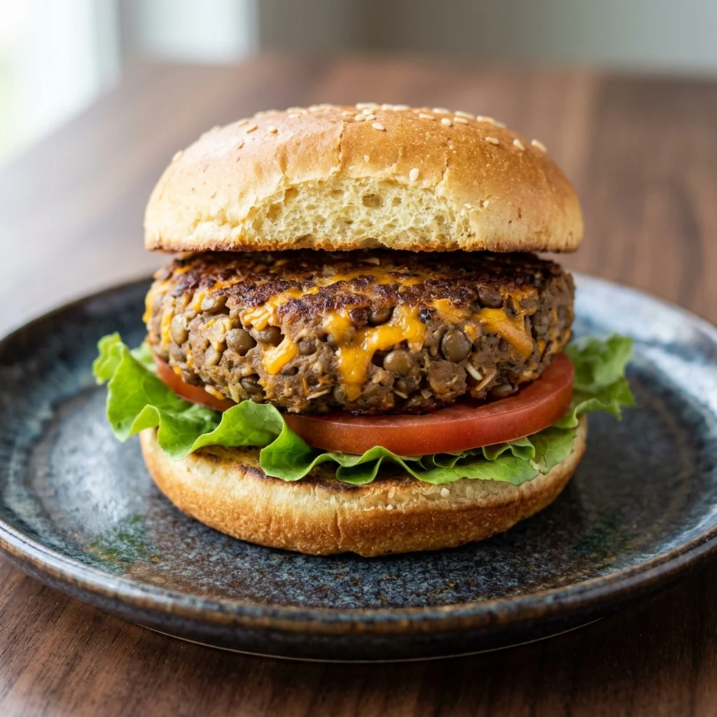 Gluten Free Cheddar Lentil Burger