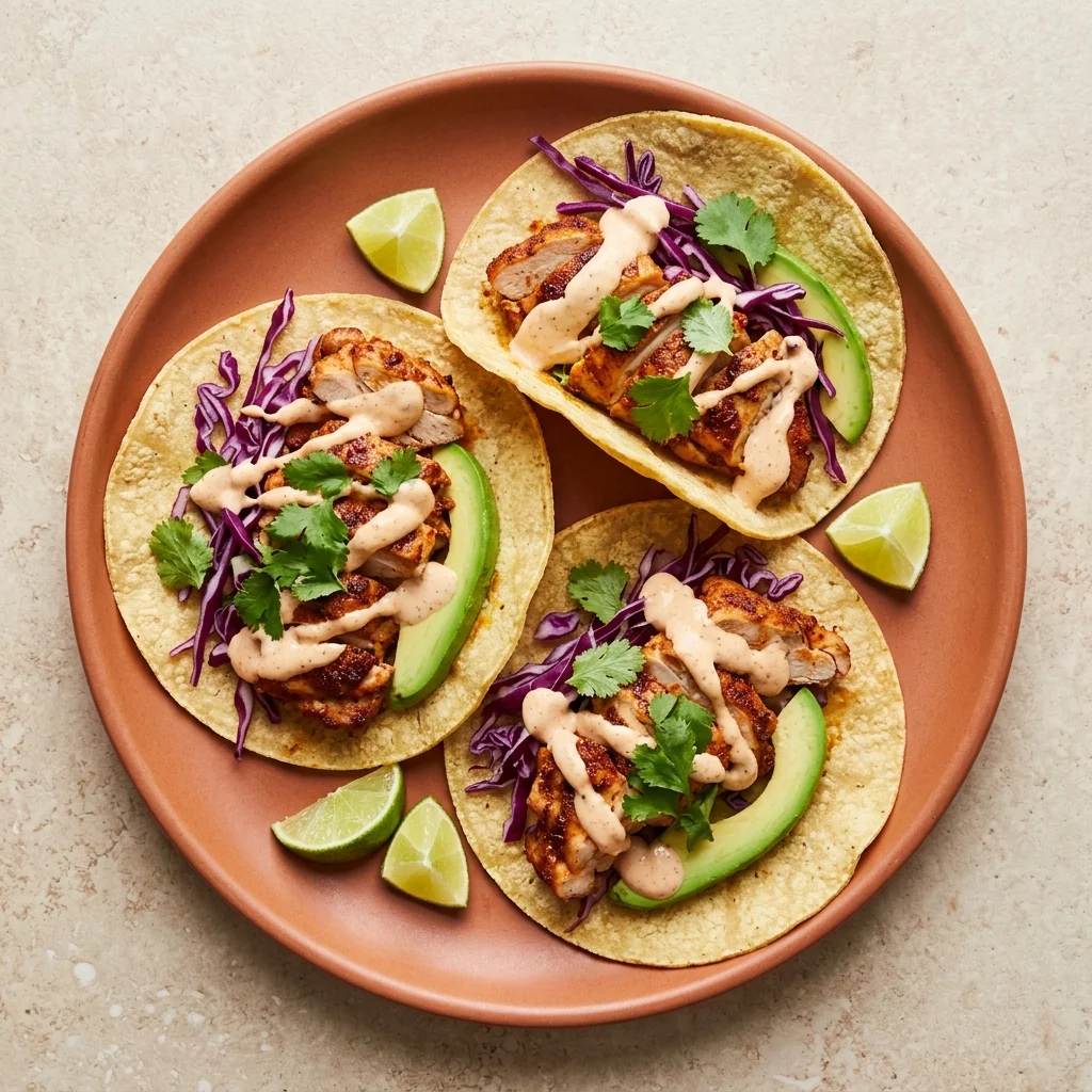 Dairy Free Chicken Tacos with Chipotle Cashew Crema