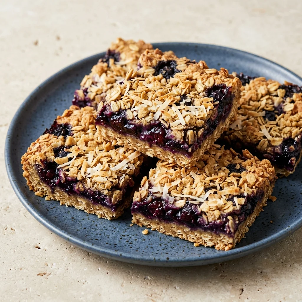 Vegan Blueberry Crumb Bars with Coconut Flakes