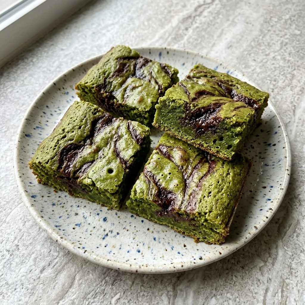 Vegan Matcha Brownies with Espresso Swirl