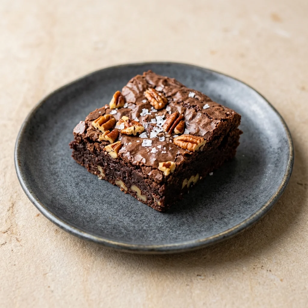 Vegan Walnut Brownies with Roasted Pecans and Sea Salt