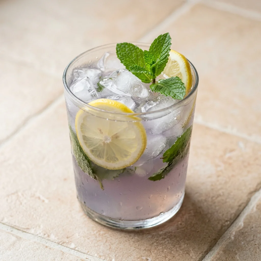Vegan Bright Lavender Lemonade with Fresh Mint