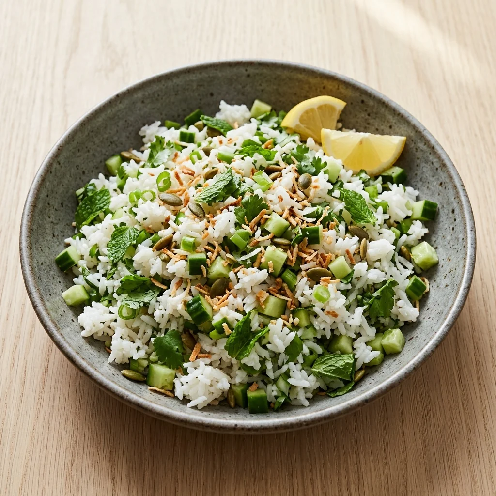 Vegan Coconut Rice Salad with Lemon Herb Vinaigrette