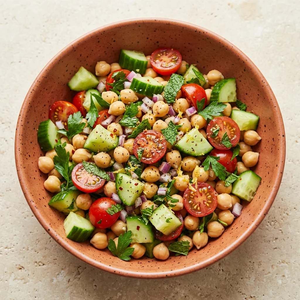 Vegan Fresh Chickpea Cucumber Salad