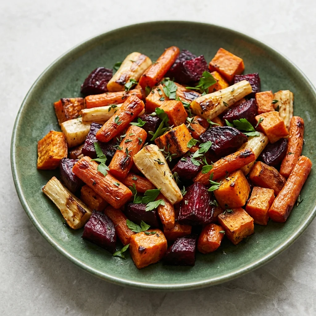 Vegan Roasted Root Vegetables