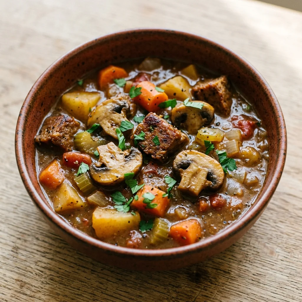 Vegan Seitan & Mushroom Stew