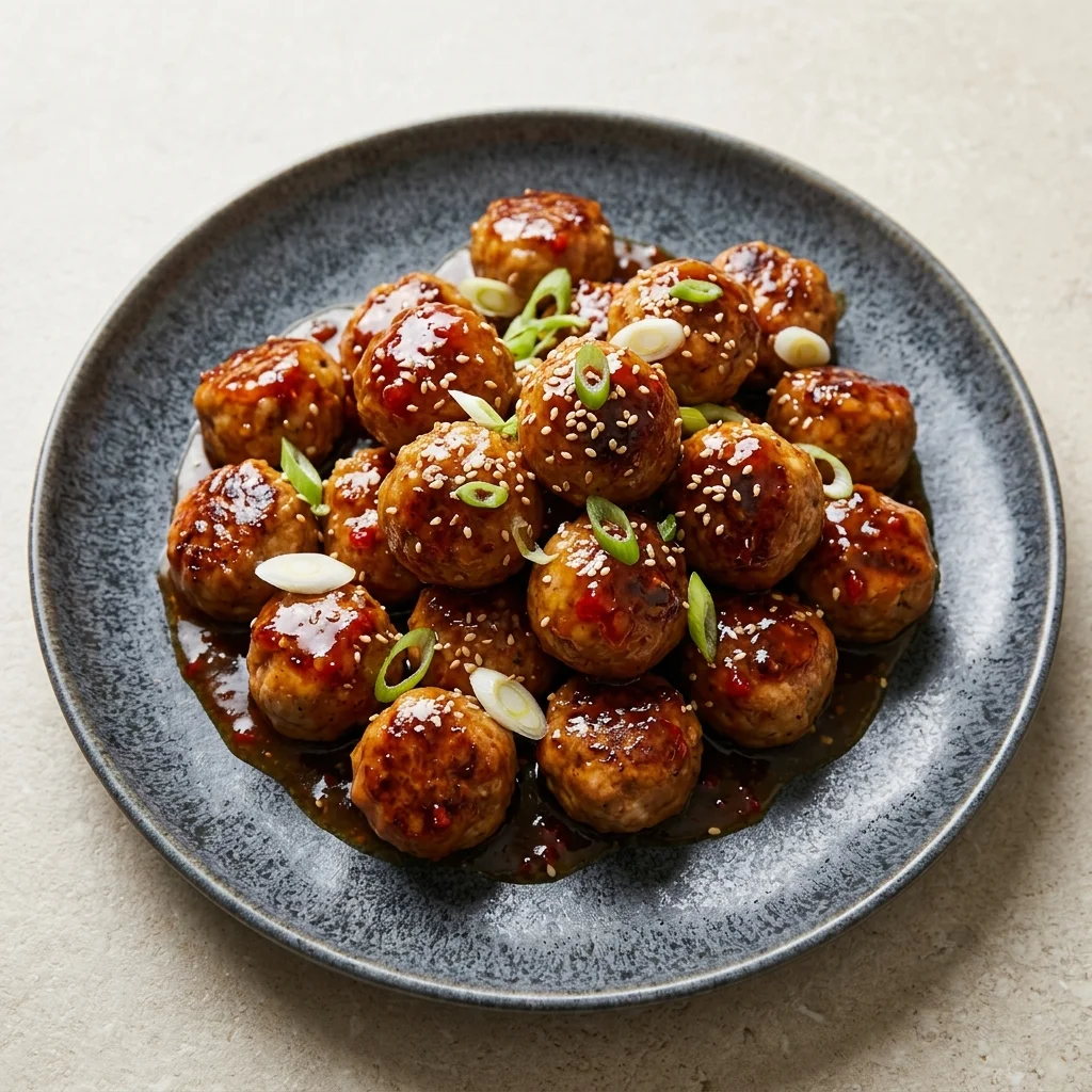 Mini Chicken Meatballs with Sweet Chili Glaze