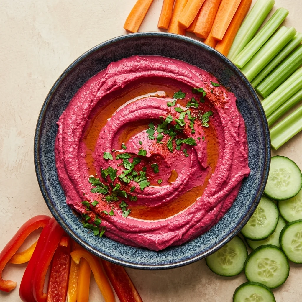Roasted Beet Hummus with Crudités