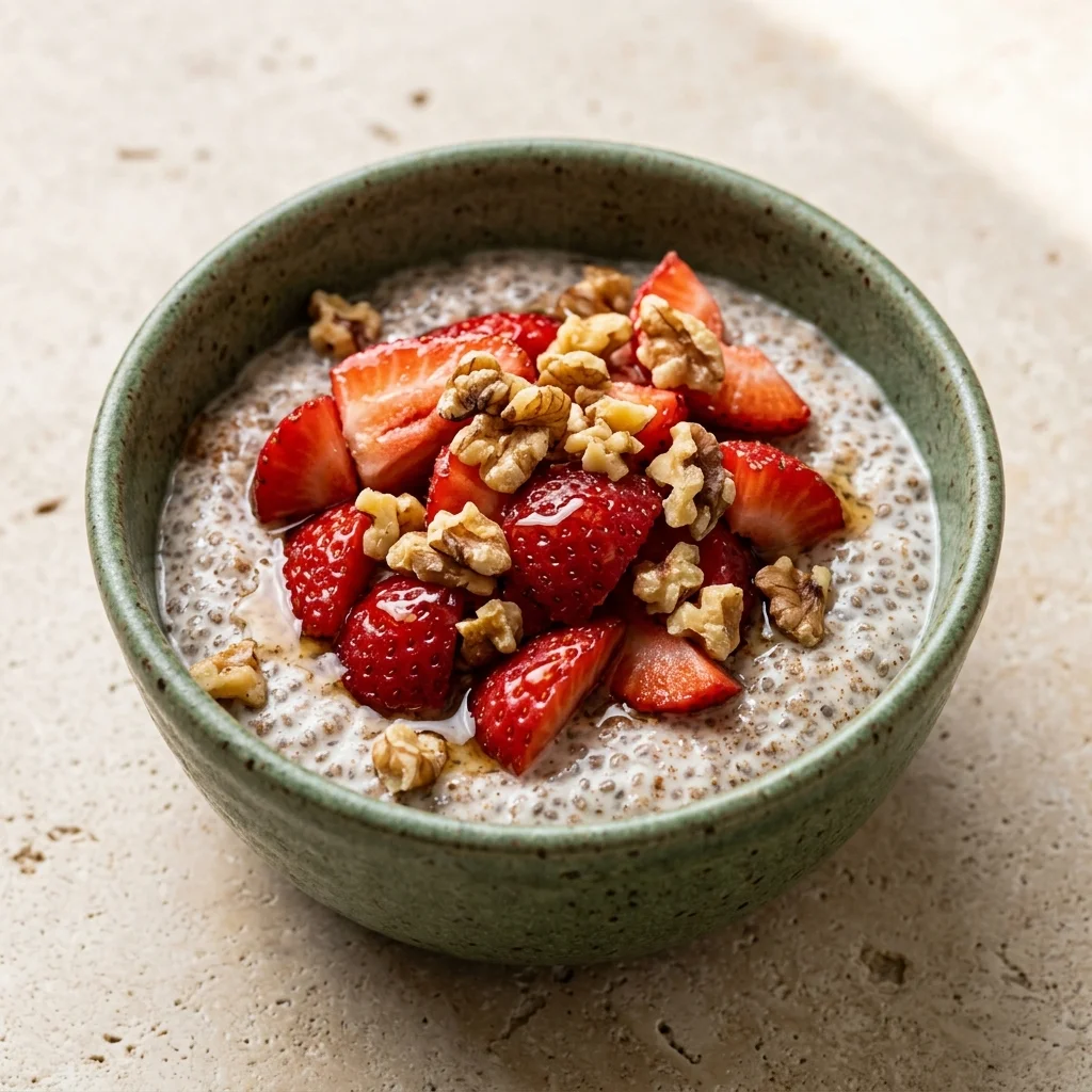 Cinnamon-Walnut Strawberry Chia Pudding