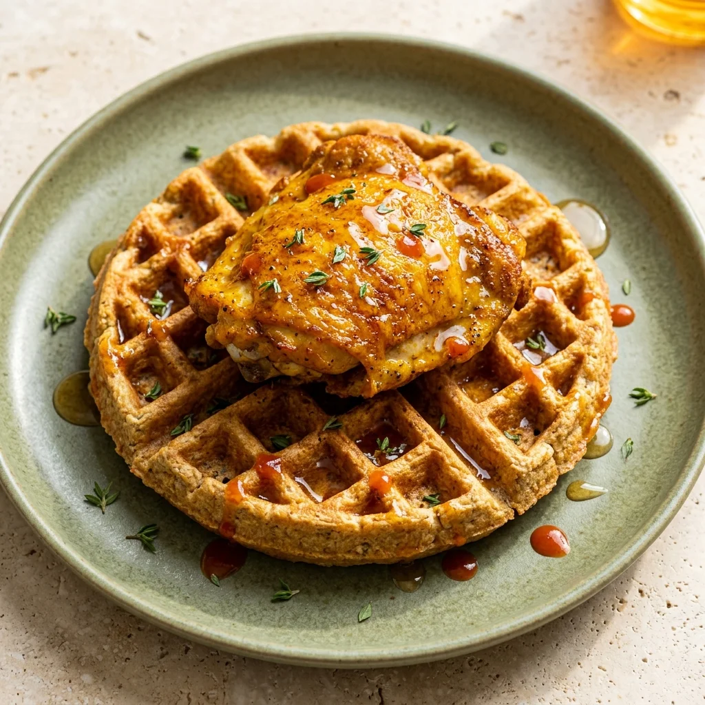 Turmeric Chicken and Oat Flour Waffles