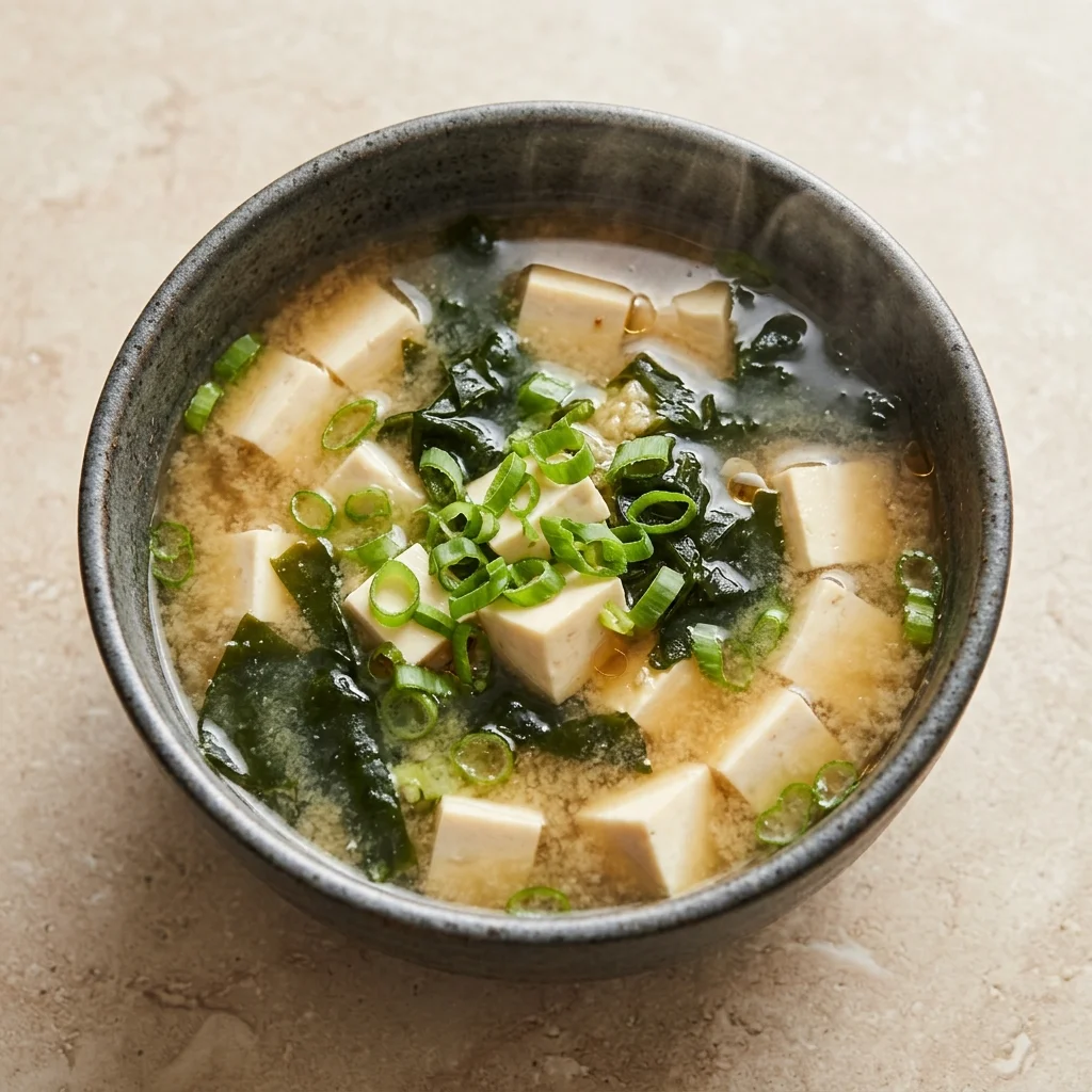 Japanese Miso Soup with Tofu & Ginger