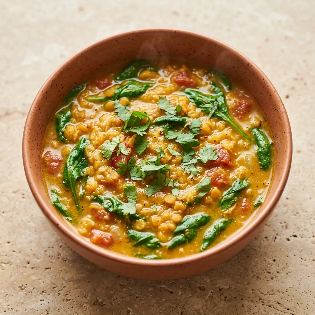 Coconut Lentil Soup with Spinach & Turmeric