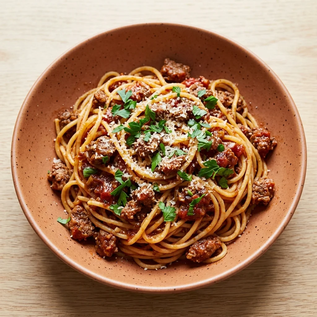 Spaghetti with Tomato Meat Sauce