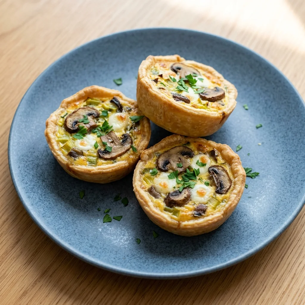 Mini Mushroom and Leek Quiches