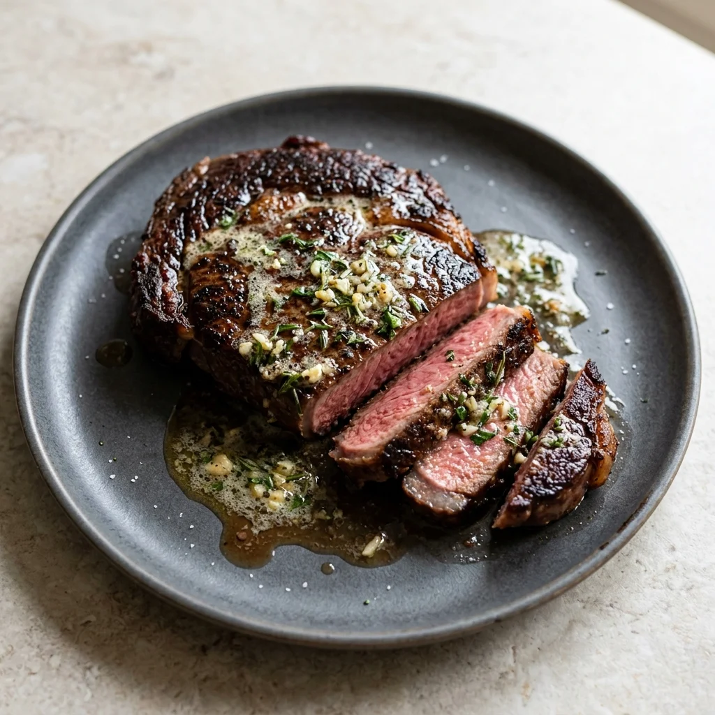 Pan-Seared Ribeye with Herb Butter