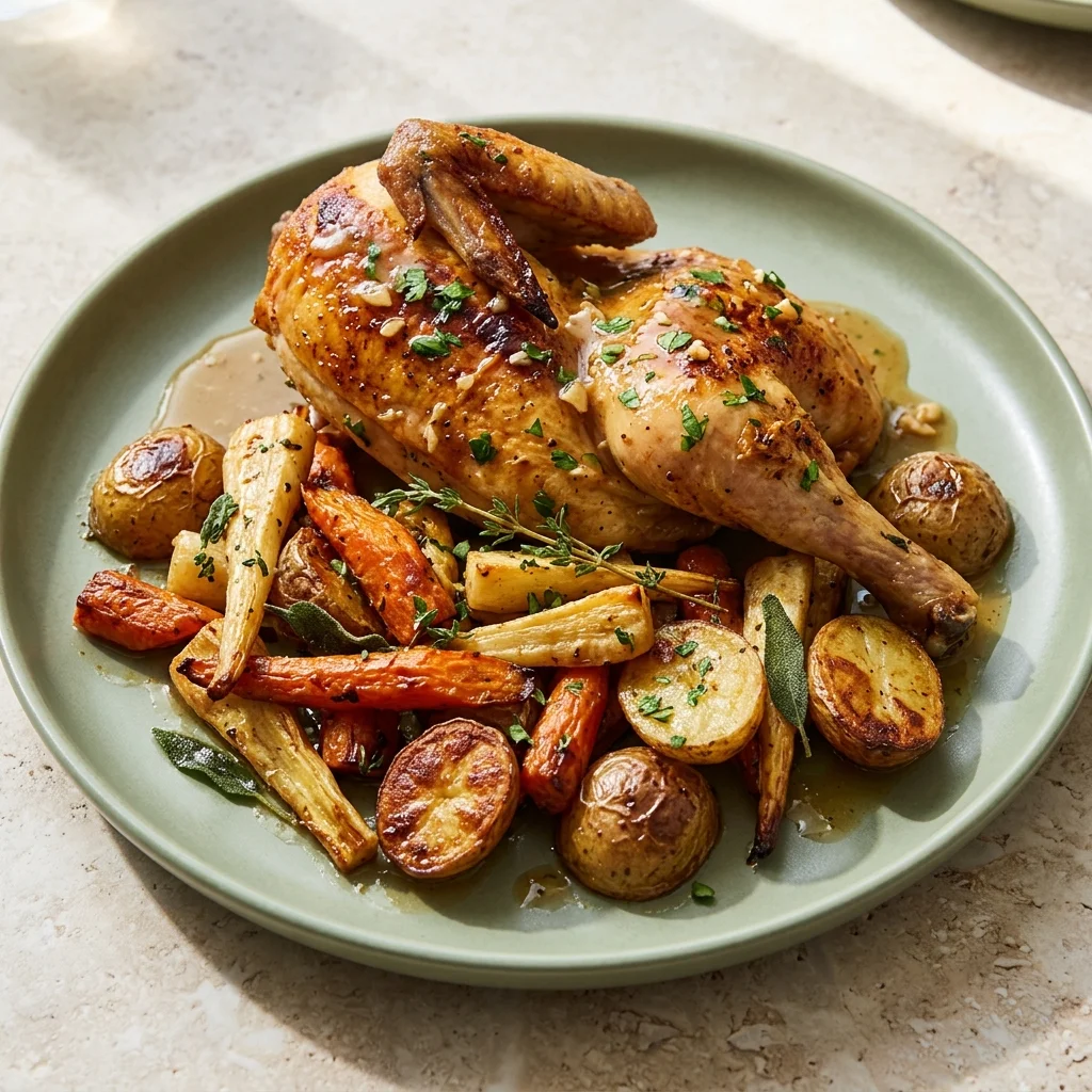 Roast Cornish Hens with Garlic and Sage