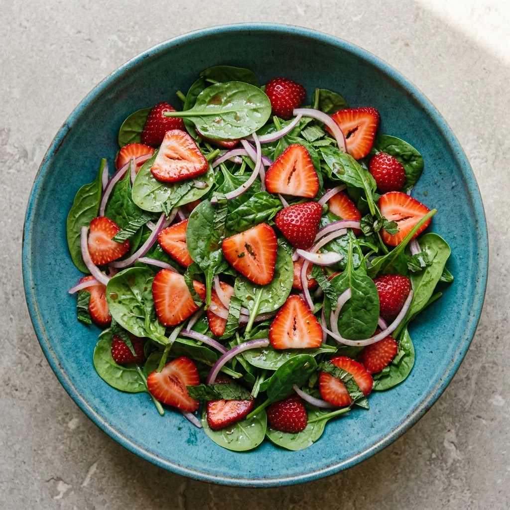 Spinach & Strawberry Salad with Honey Balsamic Vinaigrette