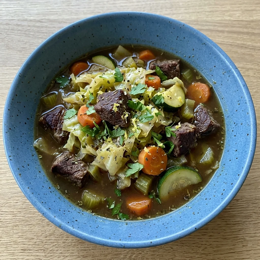 Beef & Cabbage Stew with Lemon Parsley