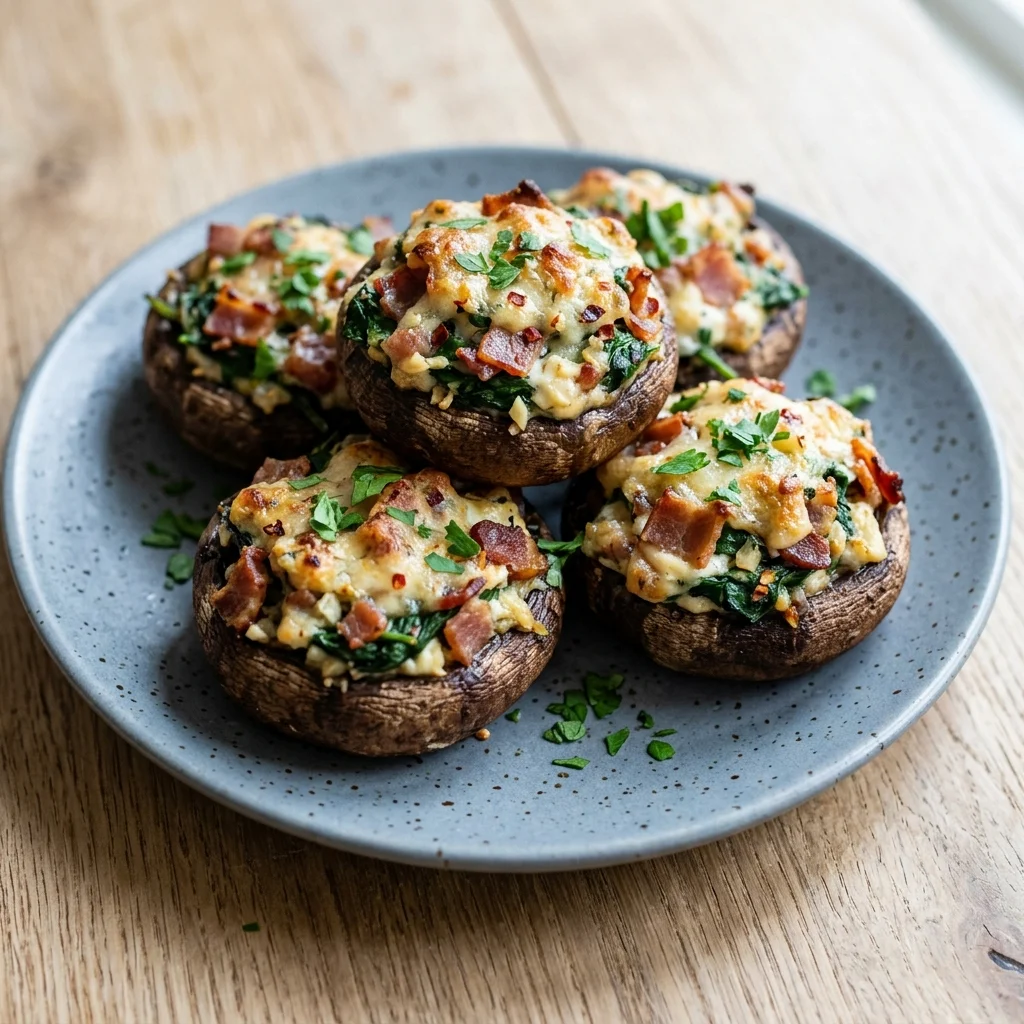 Spinach and Bacon Stuffed Mushrooms