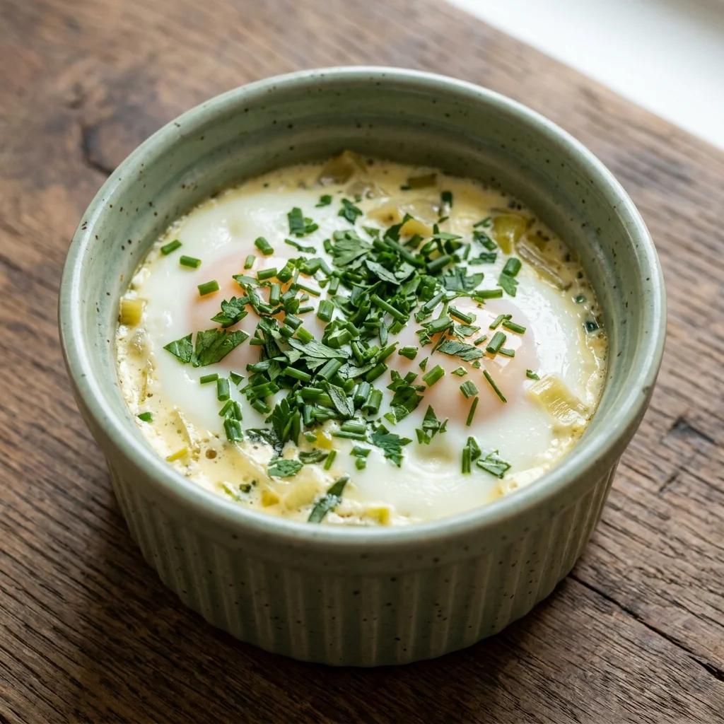 Baked Eggs with Cream and Herbs