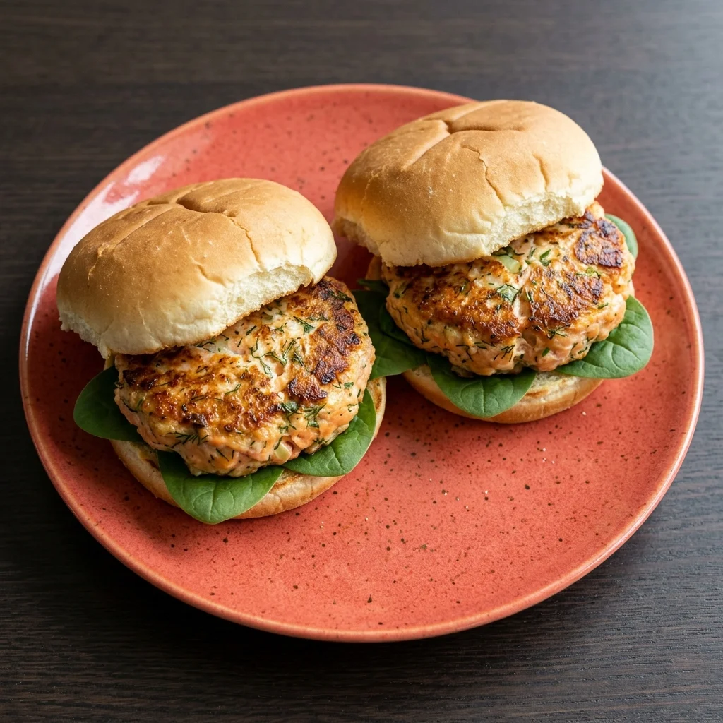 Salmon Burgers with Dill Sauce