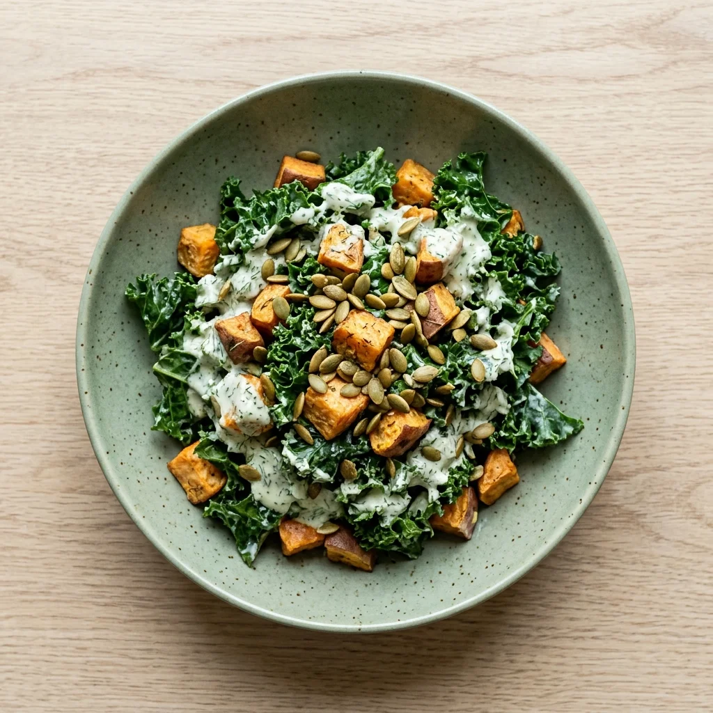 Dill-Yogurt Roasted Sweet Potato and Kale Salad