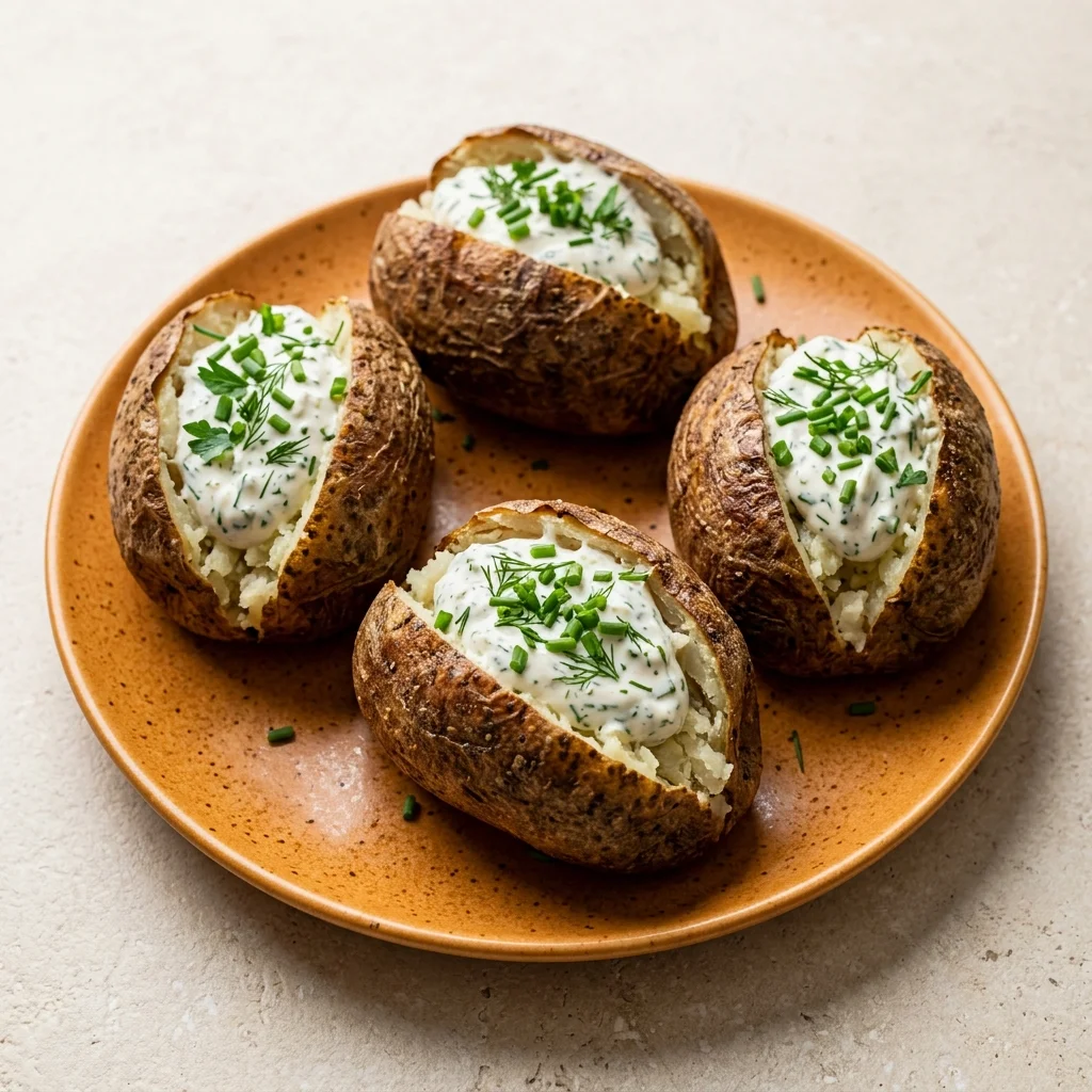 Garden Herb Baked Potatoes with Yogurt-Herb Topping