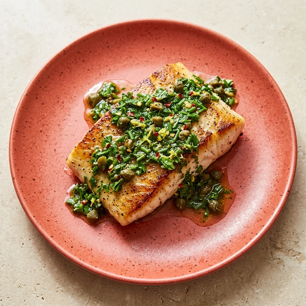 Paleo Halibut with Herb Sauce