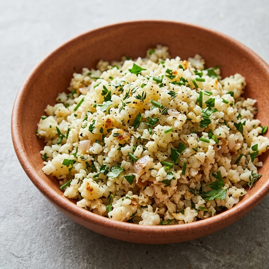 Paleo Garlic-Herb Cauliflower Rice Pilaf
