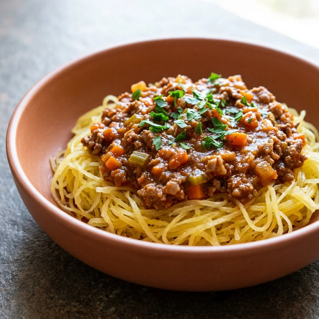 Whole30 Bolognese over Spaghetti Squash