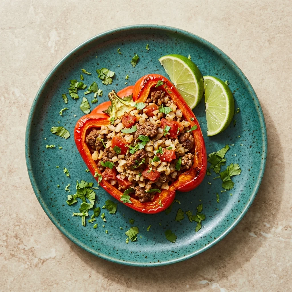 Whole30 Cilantro-Lime Stuffed Bell Peppers with Cauliflower Rice