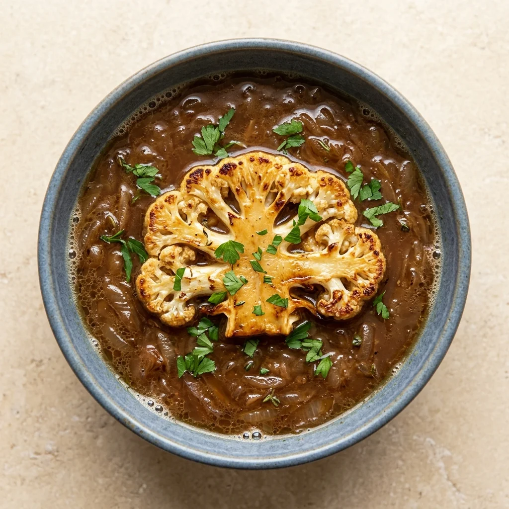 Whole30 French Onion Soup with Cauliflower Toasts