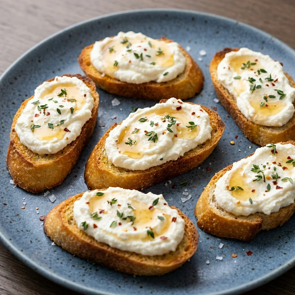 Whipped Ricotta Crostini with Honey and Thyme
