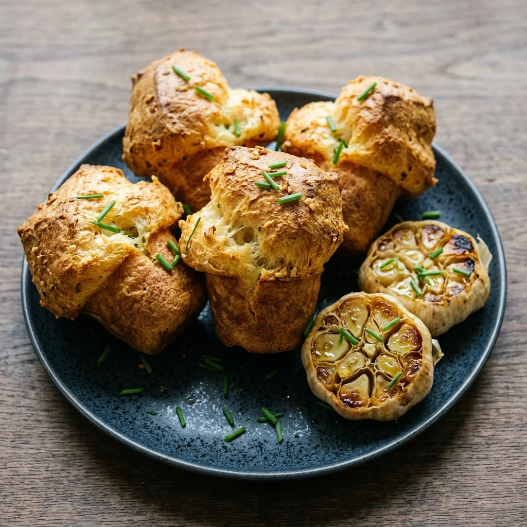 Garlic Popovers with Roasted Garlic