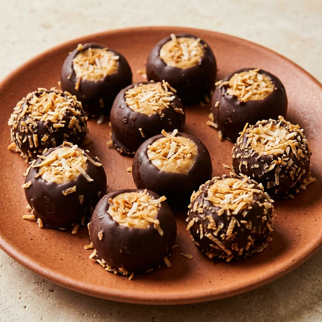 Coconut Buckeyes with Toasted Coconut