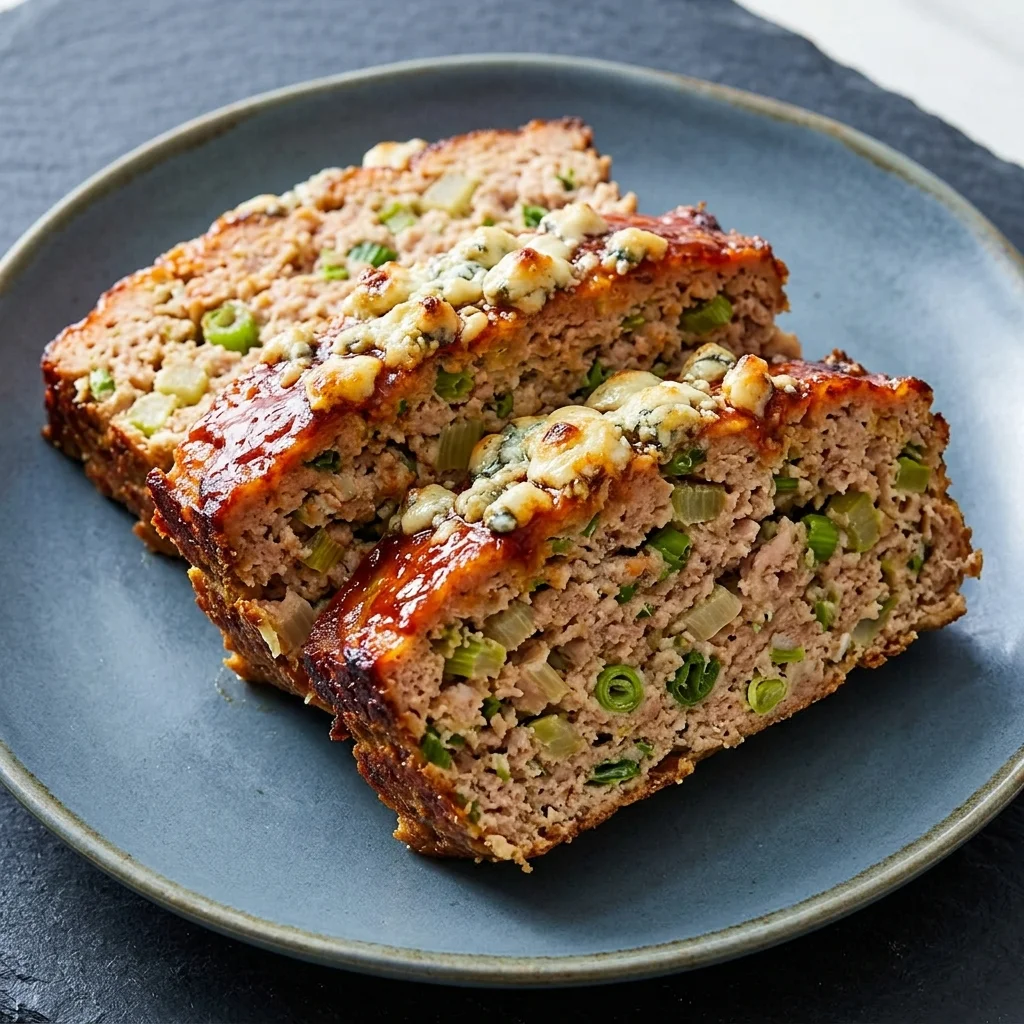 Buffalo Turkey Meatloaf with Blue Cheese