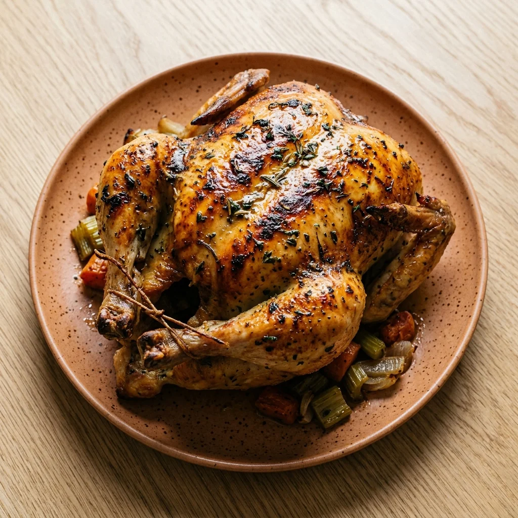 Garlic and Herb Butter Roast Chicken with Pan Gravy