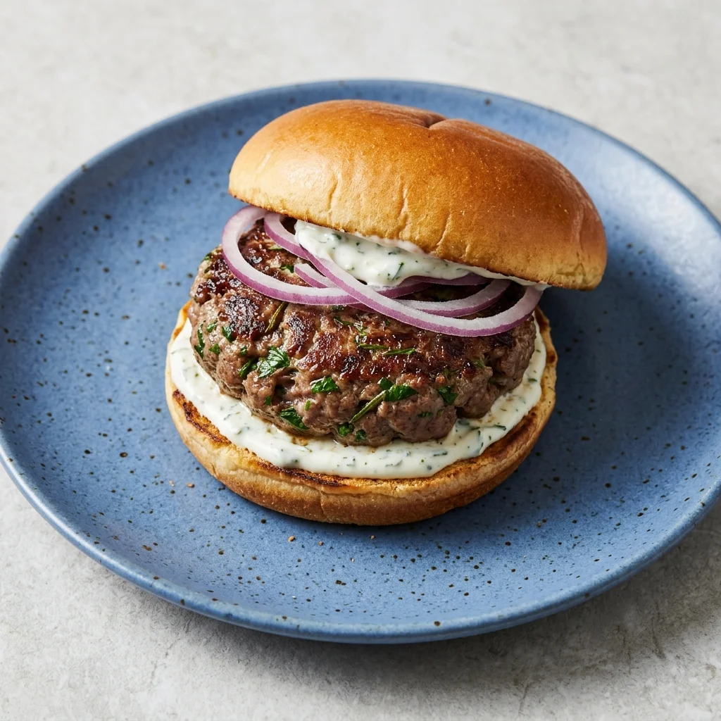 Garlic Herb Lamb Burgers with Lemon