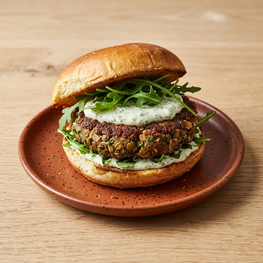 Garlic Herb Lentil Burgers with Lemon