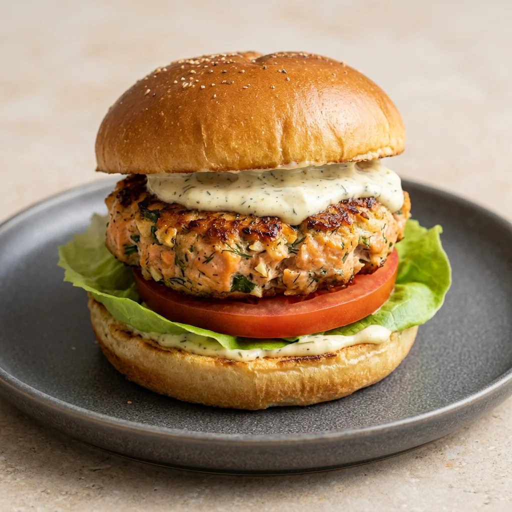 Garlic Herb Salmon Burgers with Lemon