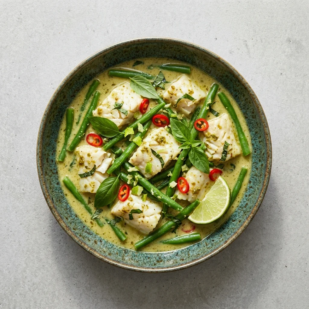 Green Curry Cod with Green Beans
